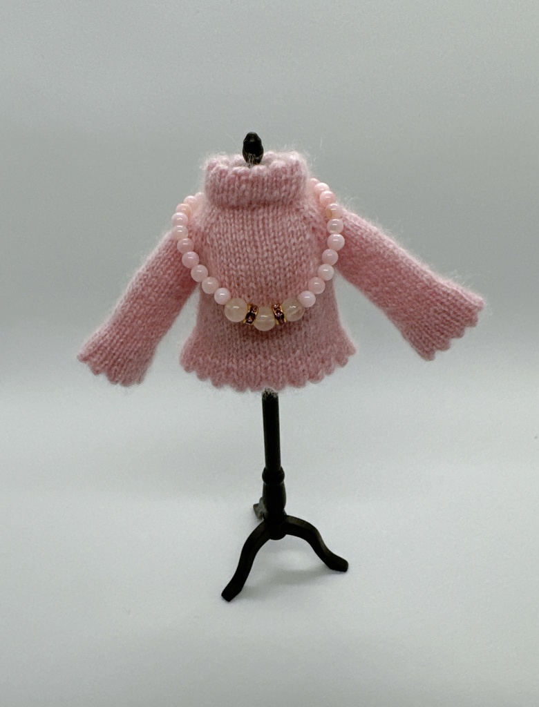 スカラップニット&天然石チョーカー セット