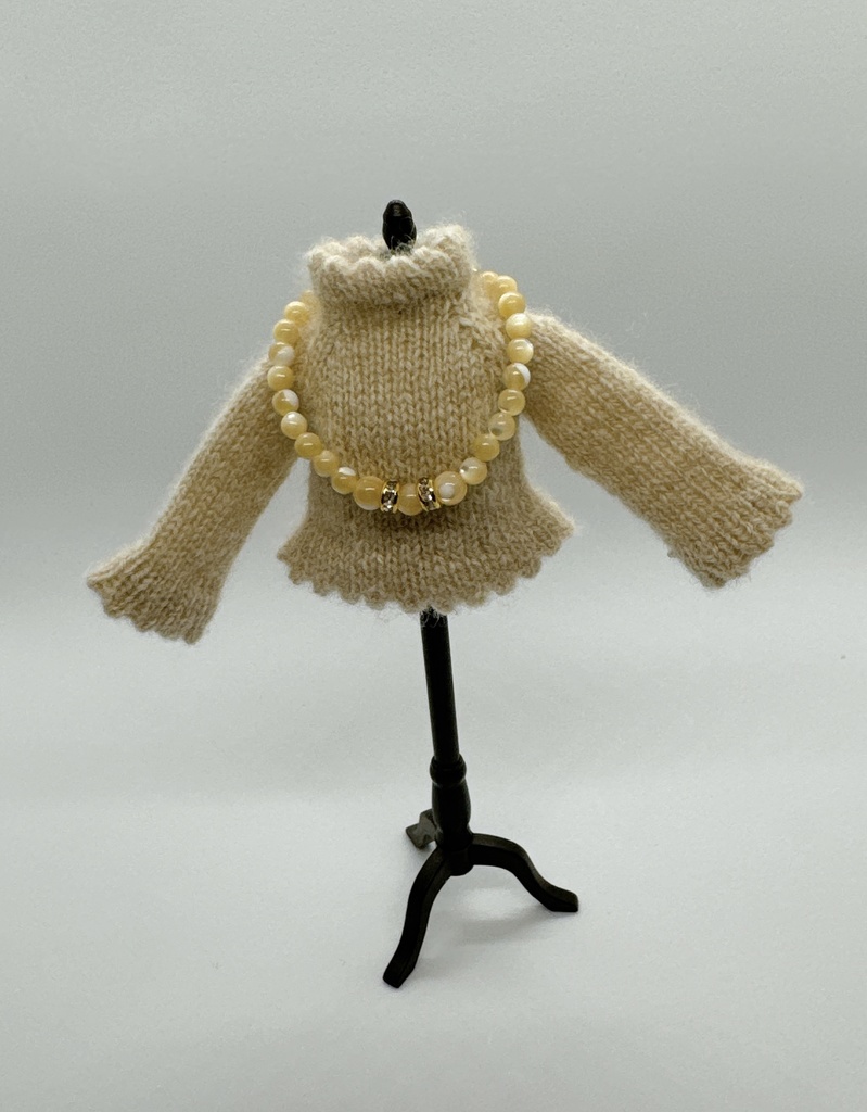 スカラップニット&天然石チョーカー セット