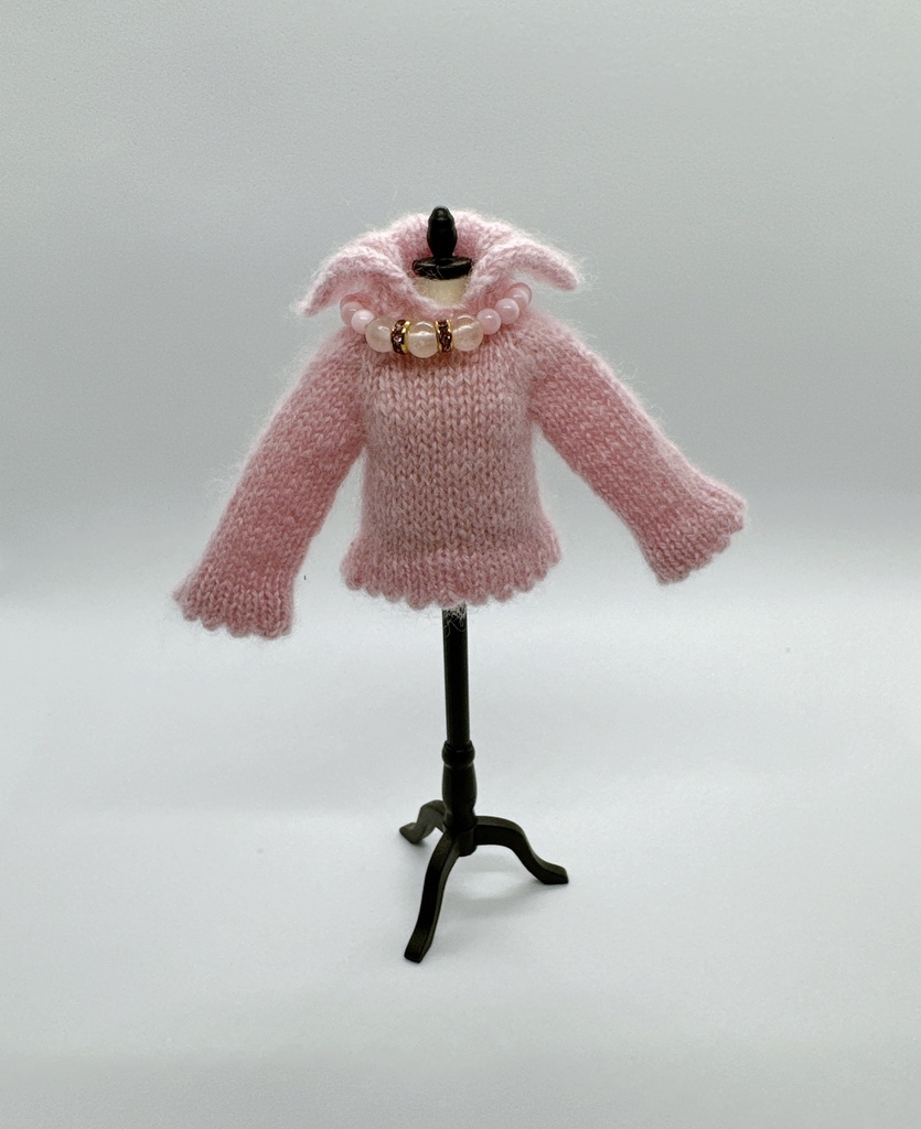 スカラップニット&天然石チョーカー セット