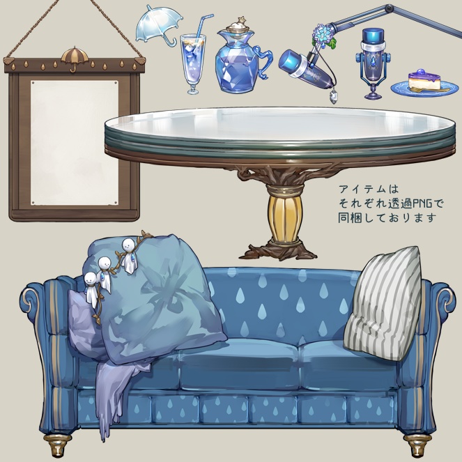 【汎用モデル&背景セット】ベリーツムリと雨の降る喫茶店【VTS】