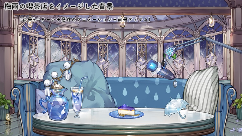 【汎用モデル&背景セット】ベリーツムリと雨の降る喫茶店【VTS】