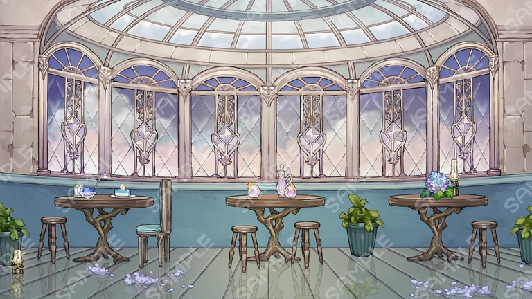 【背景&アイテムセット】雨の降る喫茶店