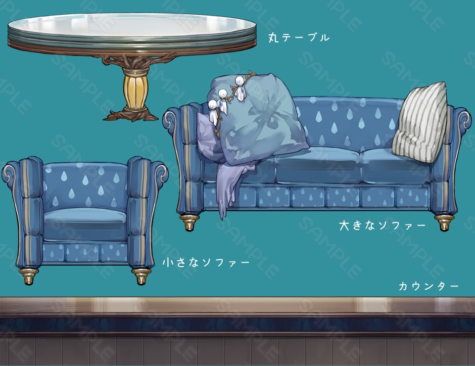 【背景&アイテムセット】雨の降る喫茶店