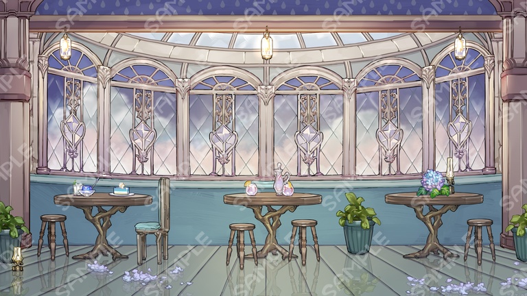 【背景&アイテムセット】雨の降る喫茶店