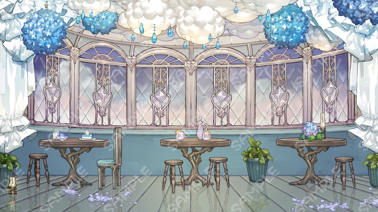 【背景&アイテムセット】雨の降る喫茶店