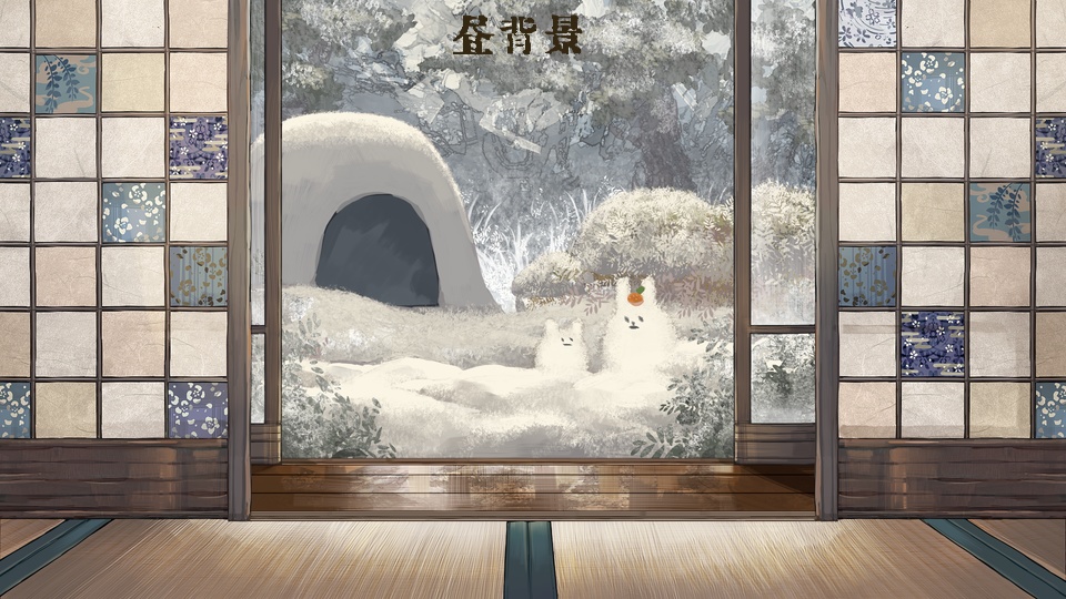 【背景&アイテムセット】ゆきうさぎの庭とあたたかこたつ