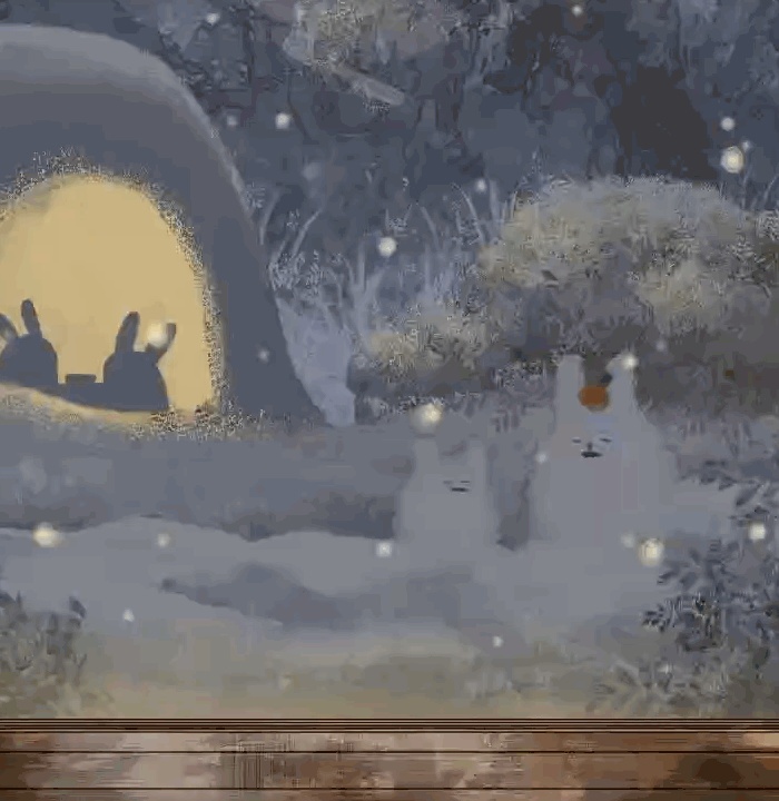 【背景&アイテムセット】ゆきうさぎの庭とあたたかこたつ