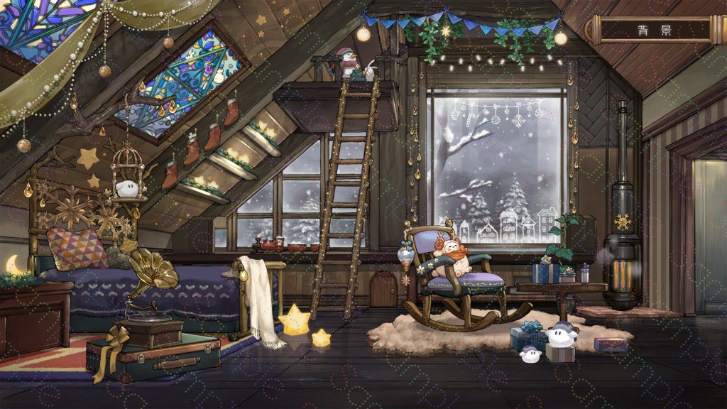 【背景&アイテムセット】やすらぎのクリスマスコテージ