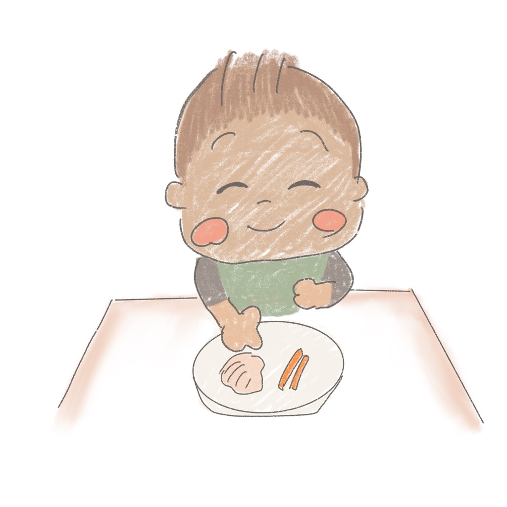 赤ちゃん　イラスト　つかみ食べ
