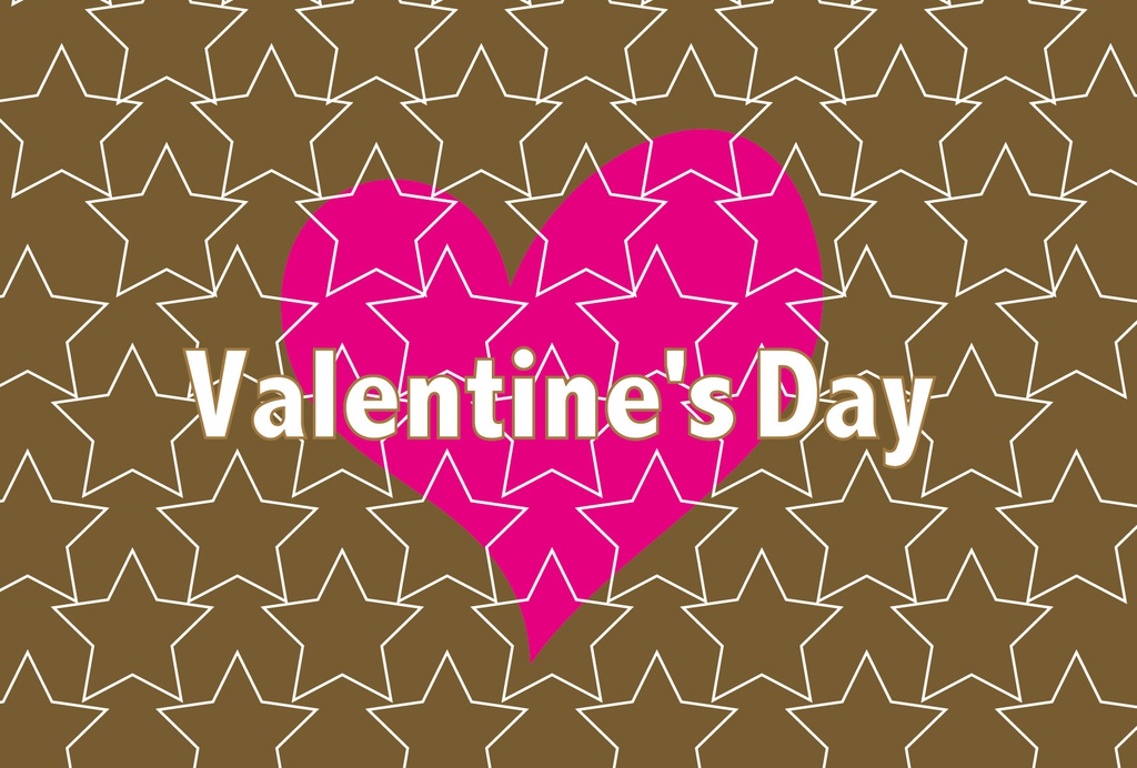 バレンタインのかわいいハートと星のカード