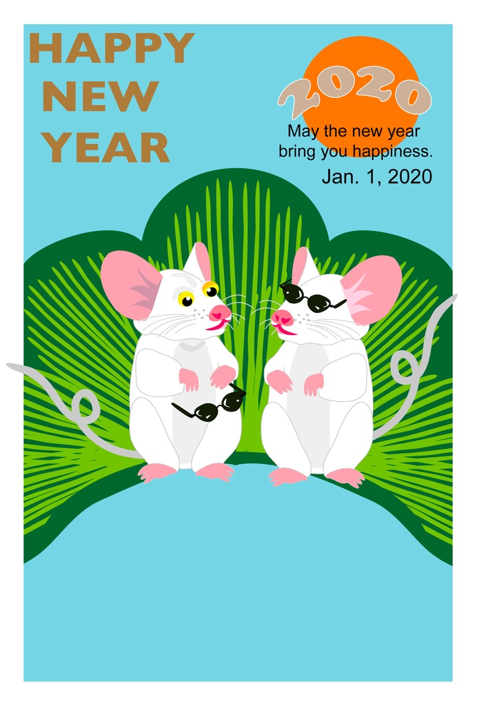 子年 サングラスのネズミのポップなイラスト年賀状 Ocplanning Booth