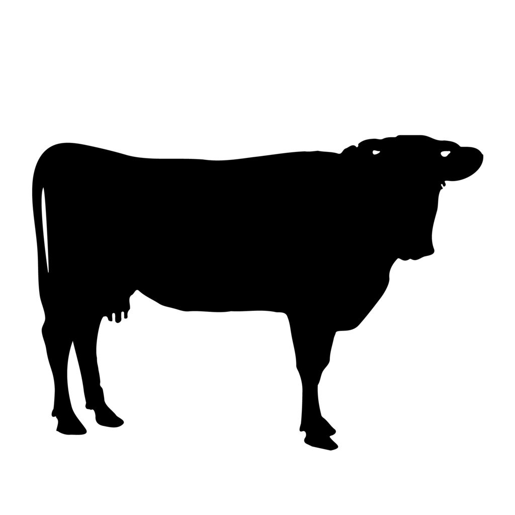 牛のシルエットのイラスト　透過png画像