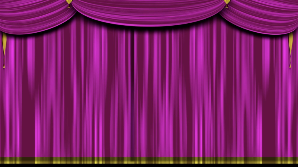ピンク色のカーテンが開く「幕開け」のCG動画素材