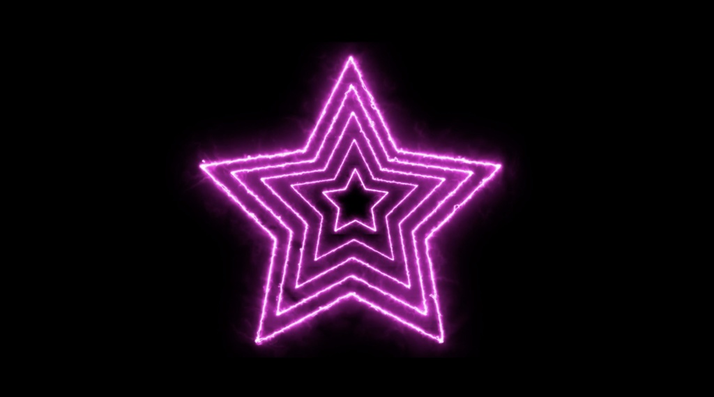 ピンクの星形のおしゃれな光るシェイプアニメーション