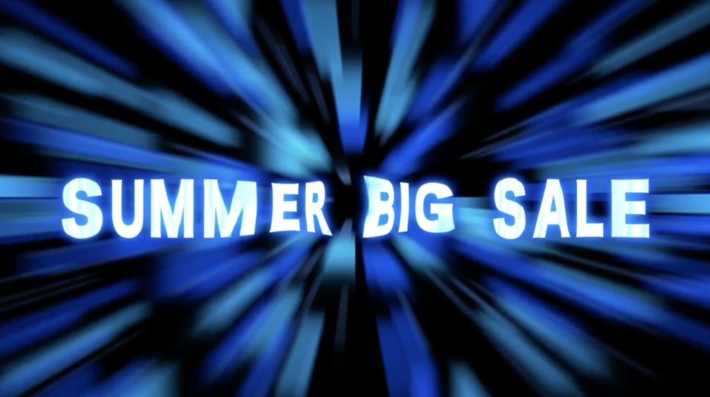 インパクトのあるサマーセールの広告動画素材 青背景 Ocplanning Booth