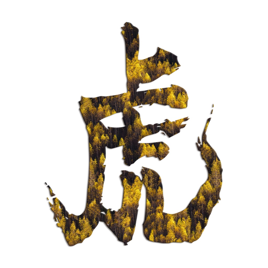 虎の筆文字透過素材