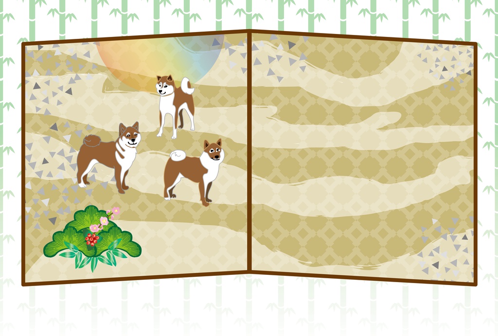 柴犬と松の葉の和風ポストカード Ocplanning Booth