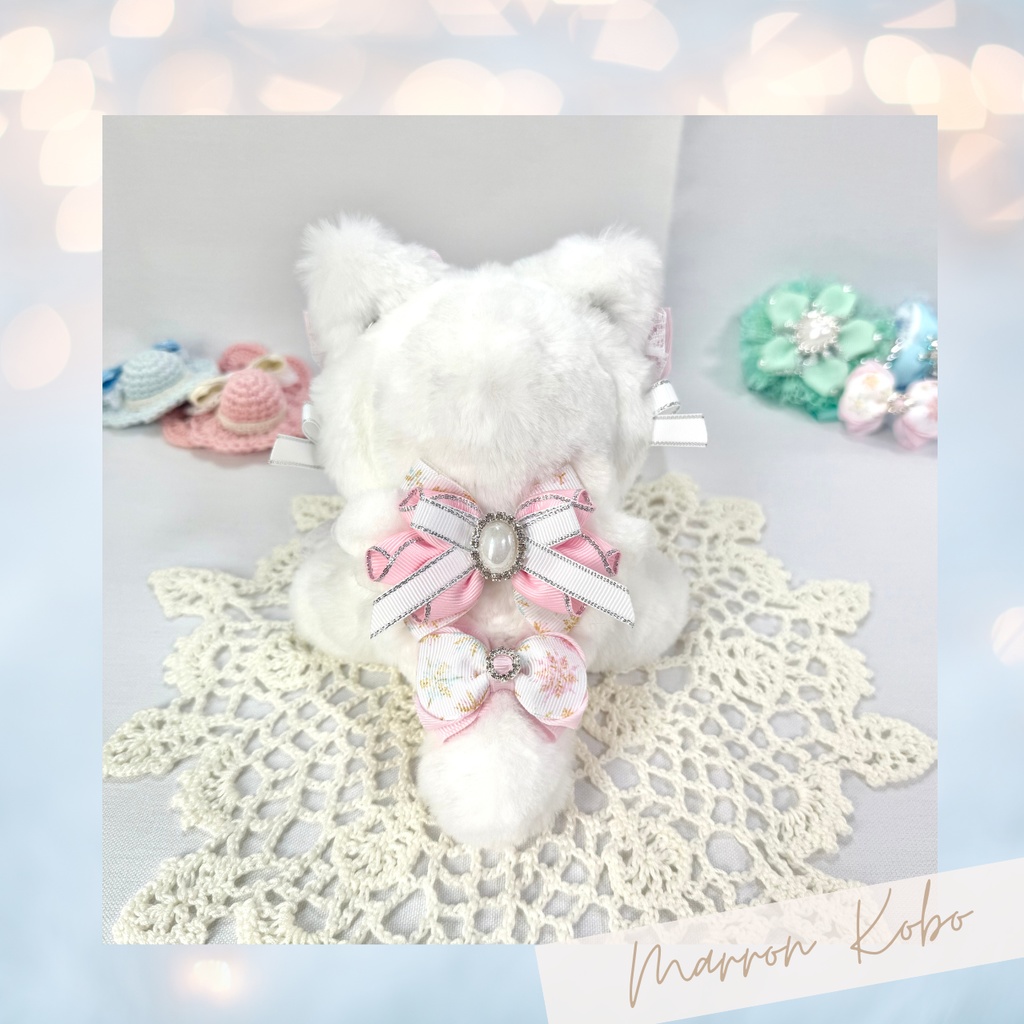 【ぬい着ぐるみ10㎝&リボンセット】雪結晶とももいろ