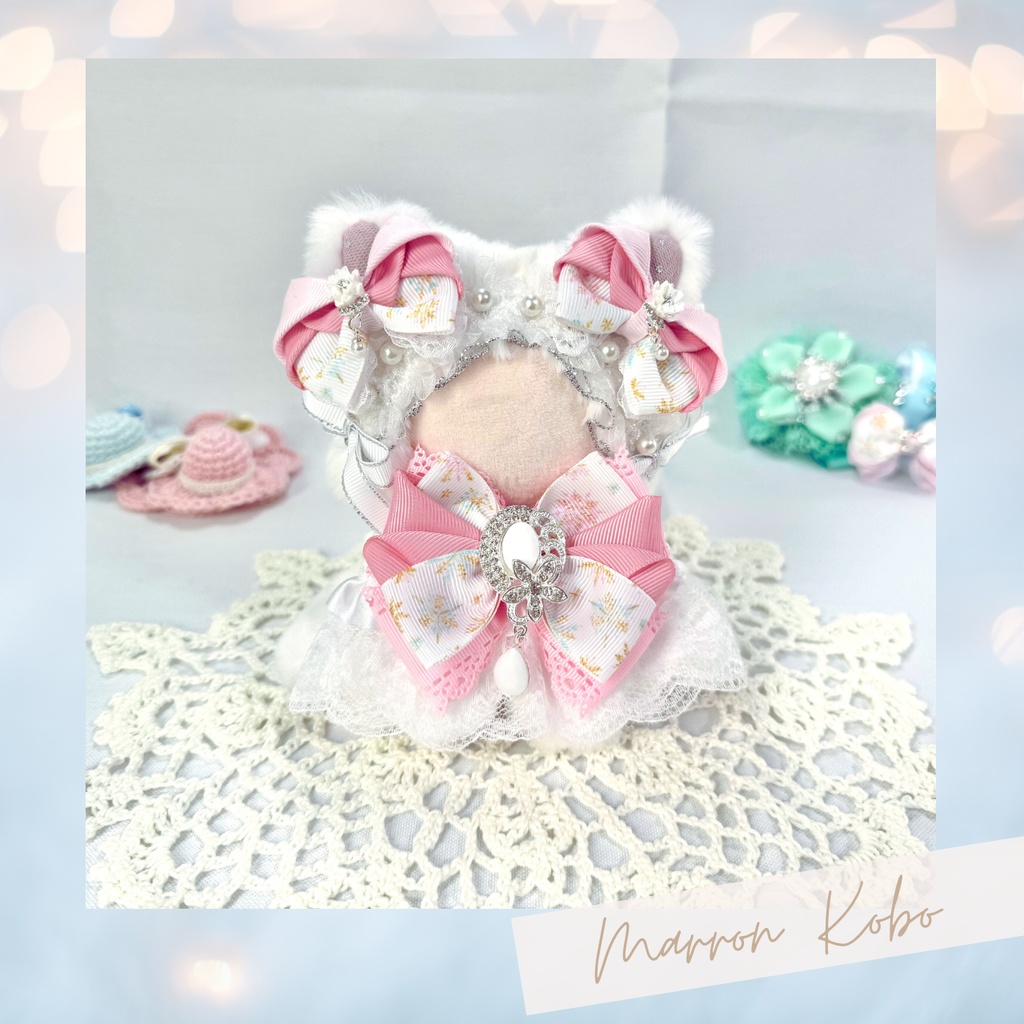 【ぬい着ぐるみ10㎝&リボンセット】雪結晶とももいろ