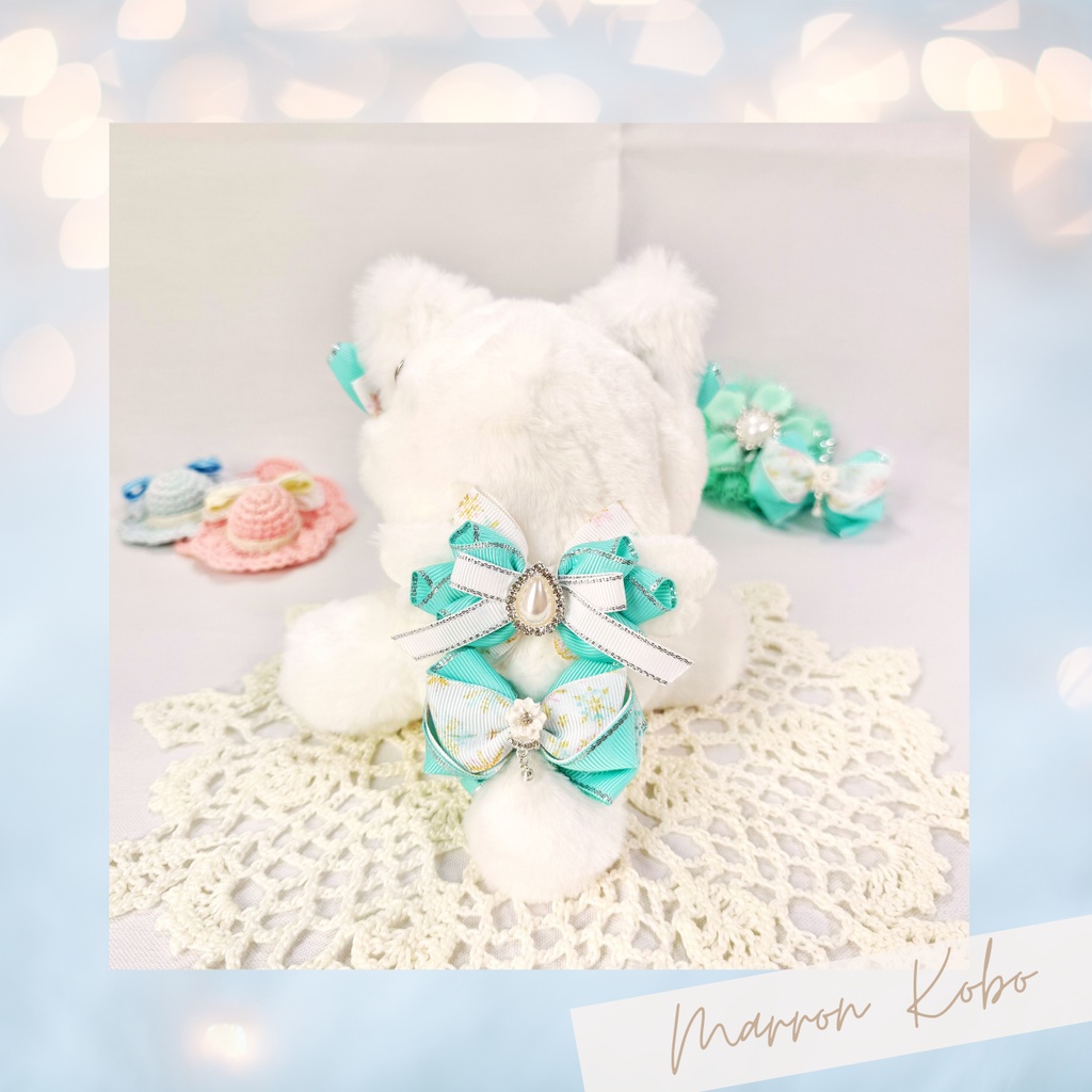 【ぬい着ぐるみ10cm&ぬい用リボンセット】雪結晶とみどり