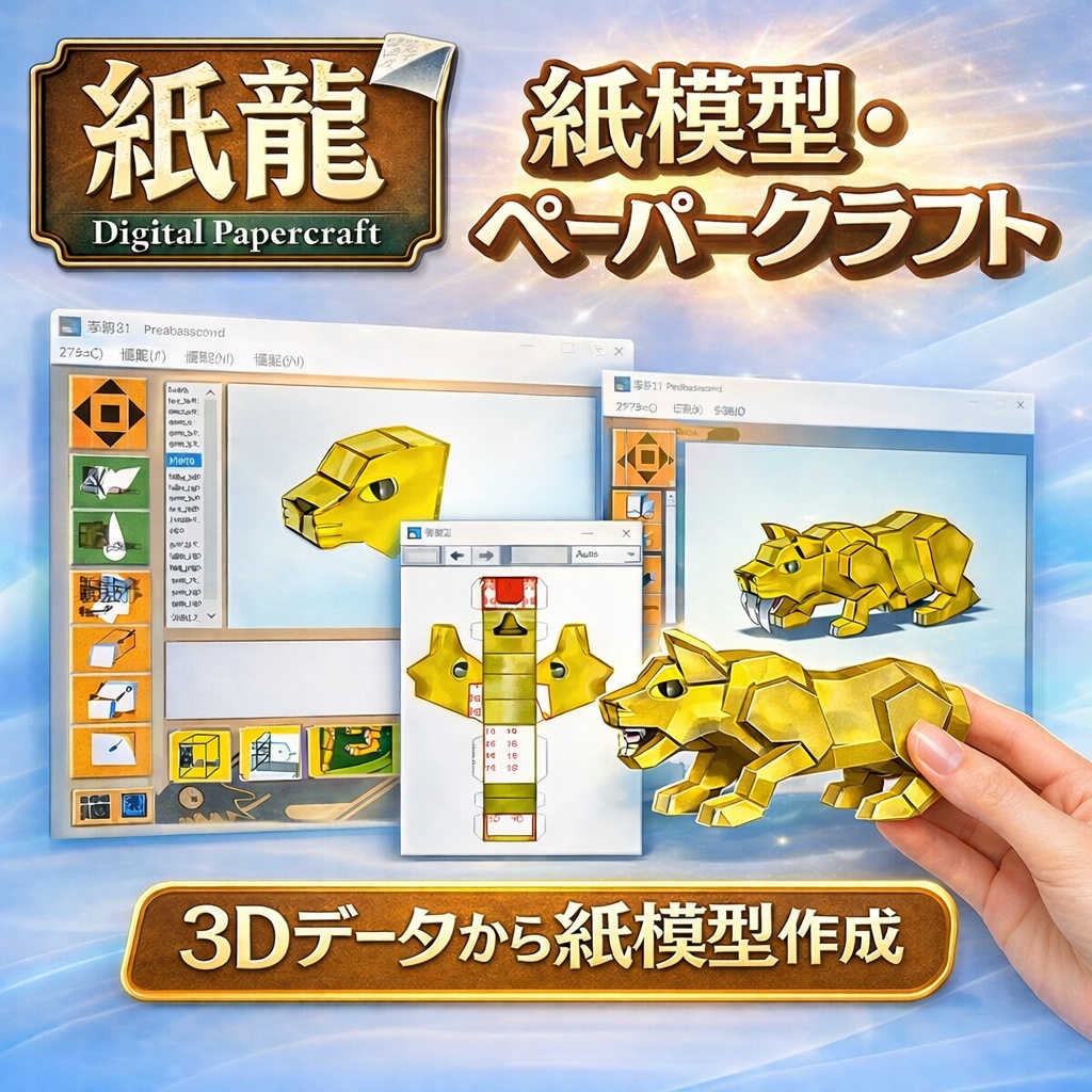【2026年】数クリックで立体を作って紙模型にできるソフト「紙龍」 Windows用