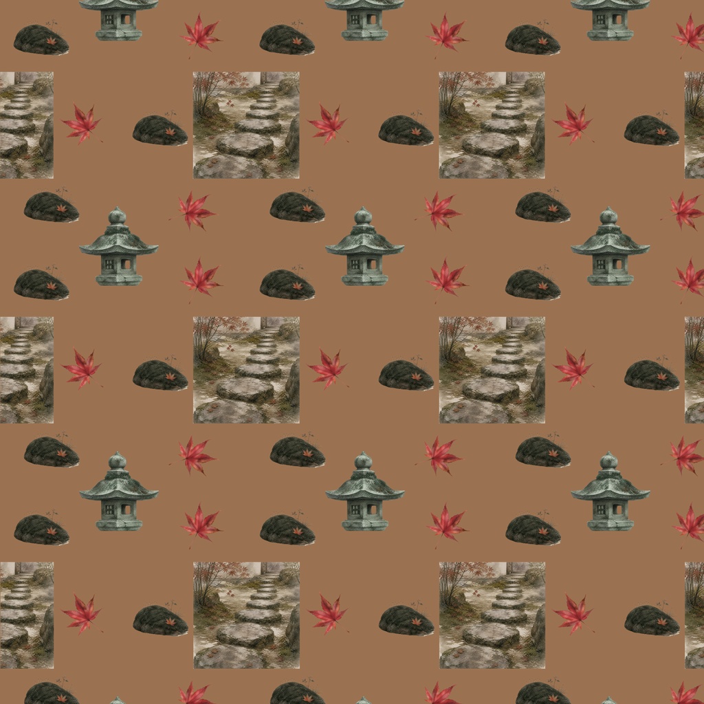 秋の日本庭園モチーフ素材集(10本セット)Autumn Japanese Garden Motifs – 10 Set