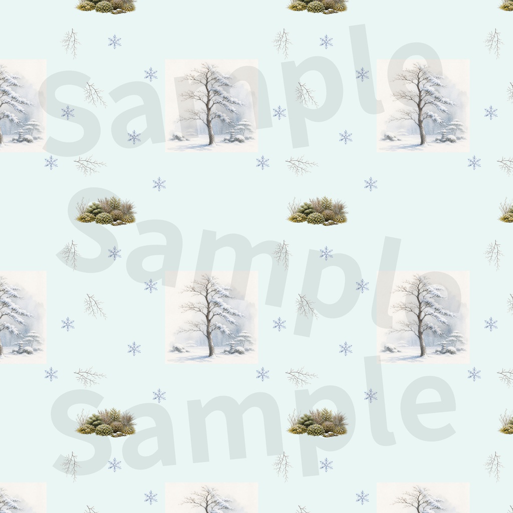 冬の日本庭園モチーフ素材集2(10本セット)|Watercolor Winter Garden Collection2 – 10 Set