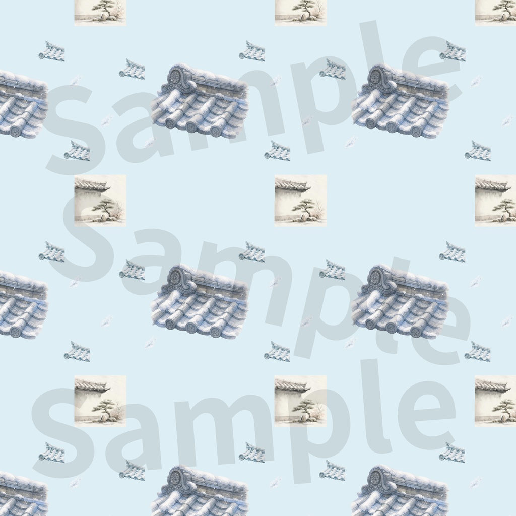 冬の日本庭園モチーフ素材集2(10本セット)|Watercolor Winter Garden Collection2 – 10 Set