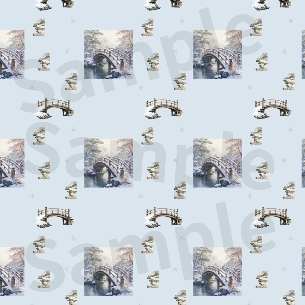 冬の日本庭園モチーフ素材集2(10本セット)|Watercolor Winter Garden Collection2 – 10 Set