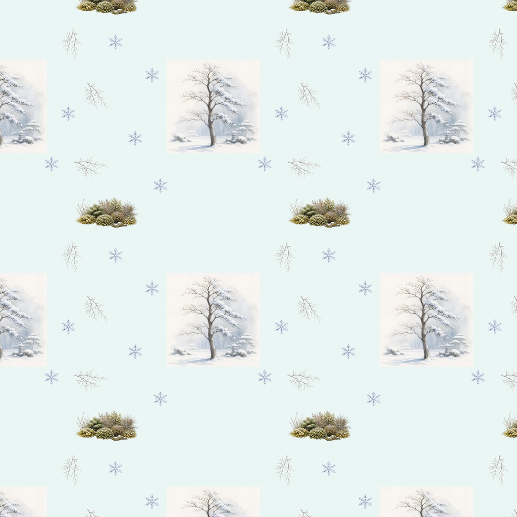 冬の日本庭園モチーフ素材集2(10本セット)|Watercolor Winter Garden Collection2 – 10 Set
