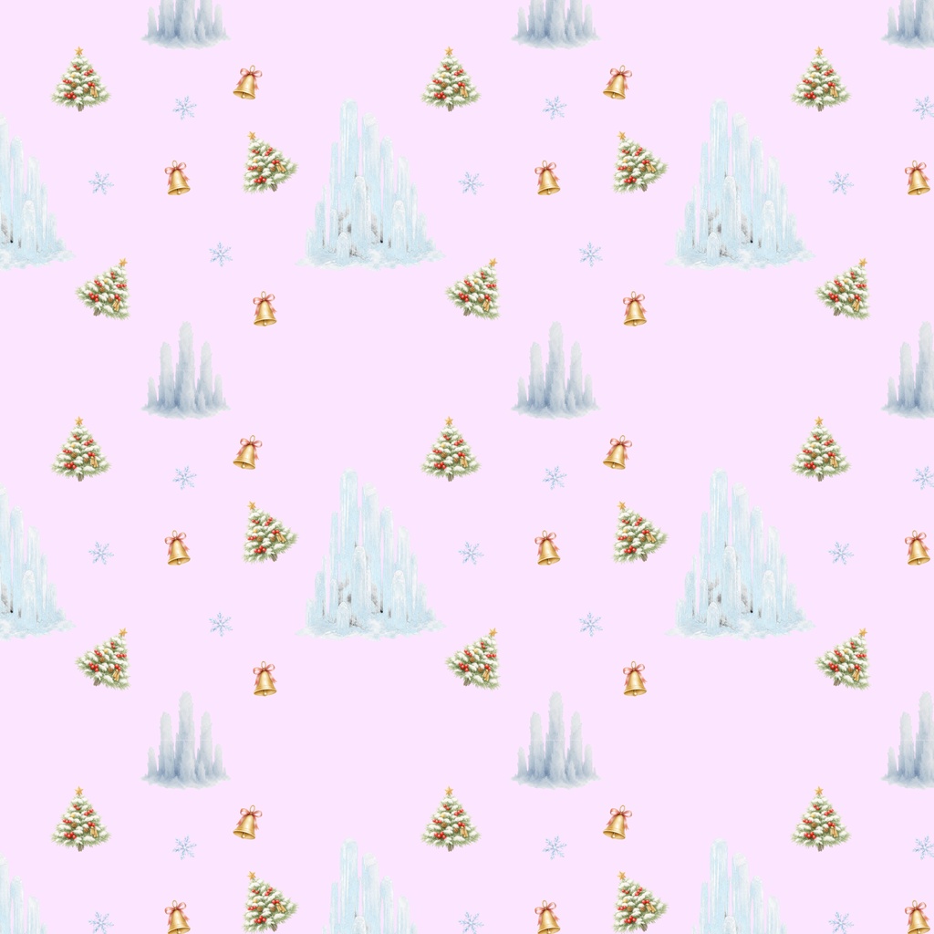【10種】クリスマスツリー×冬の日本庭園|水彩シームレスパターン・デジタルペーパー
