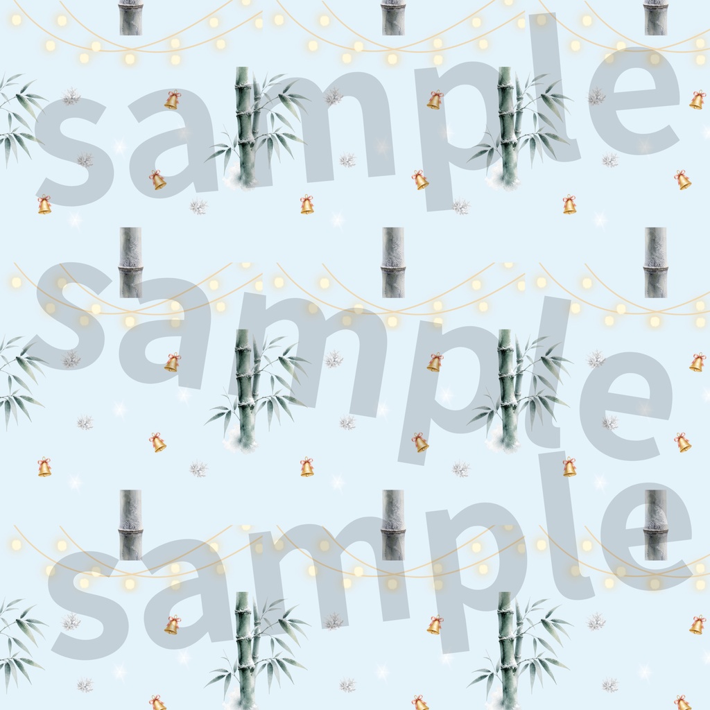 イルミネーション×日本庭園×冬の竹|クリスマス和柄デジタルペーパー(単品)