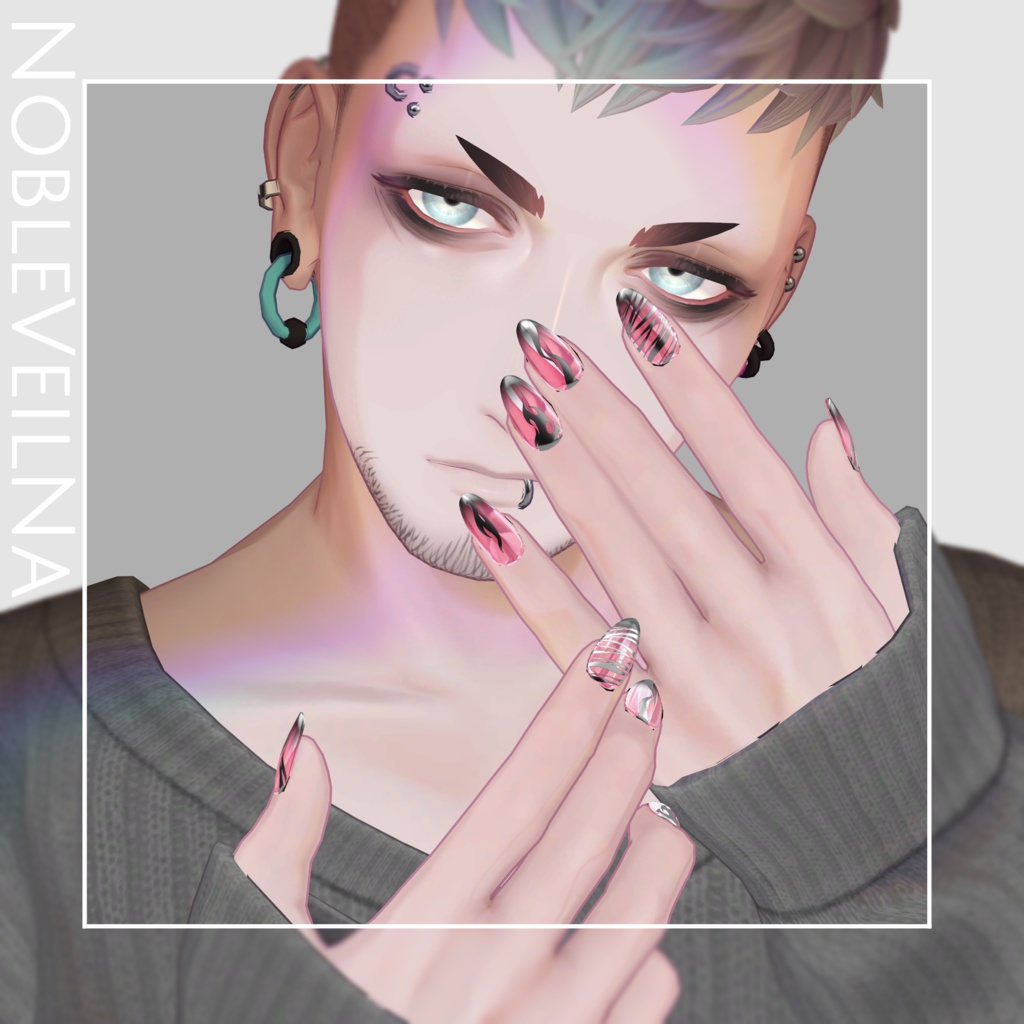 【珍飯亭共通素体対応】NobleVeil Nail【ロング/ショートネイルセット】