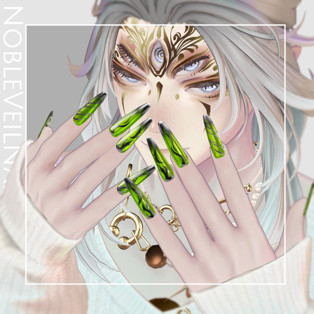 【珍飯亭共通素体対応】NobleVeil Nail【ロング/ショートネイルセット】