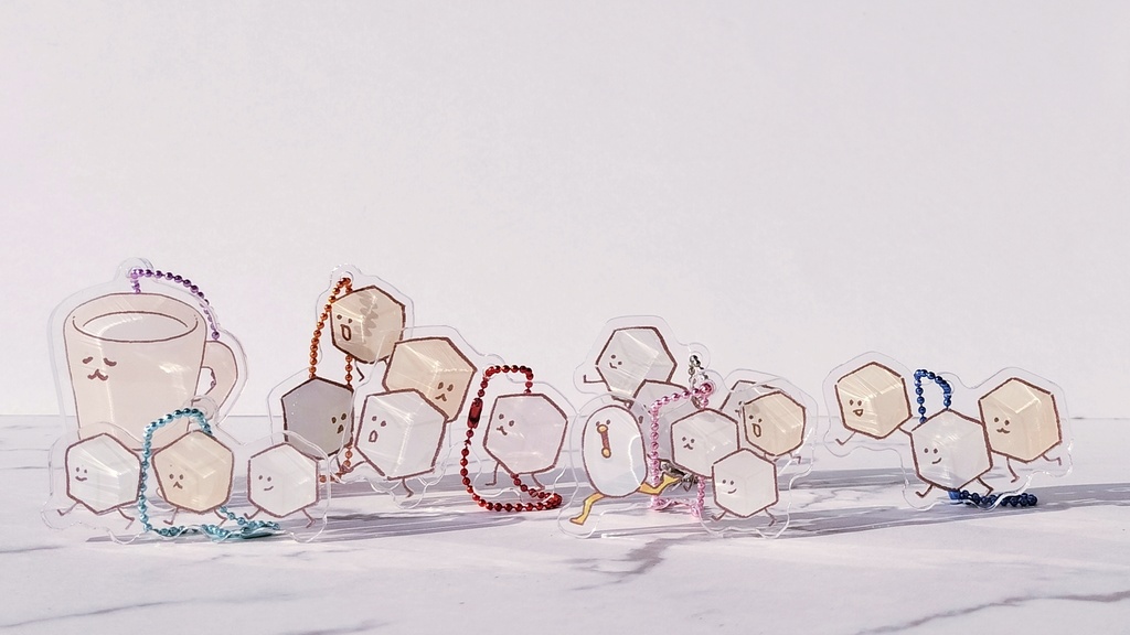 【ホットミルクと角砂糖】ホットミルクと角砂糖たちのキーホルダー