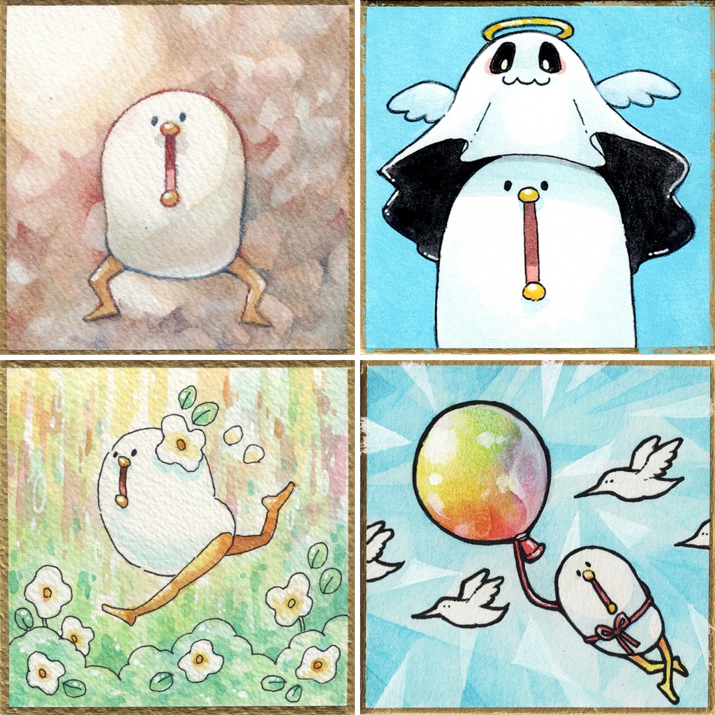 豆式紙原画【光】【おばけかな？】【走れー】【風船】