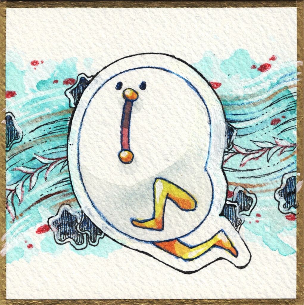 豆式紙原画【月明かり】【おリボン】【ダッシュ】【聞こえますか】