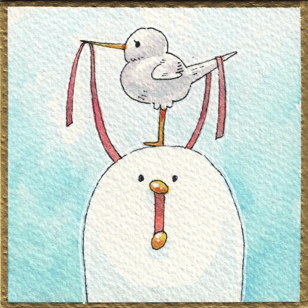 豆式紙原画【月明かり】【おリボン】【ダッシュ】【聞こえますか】
