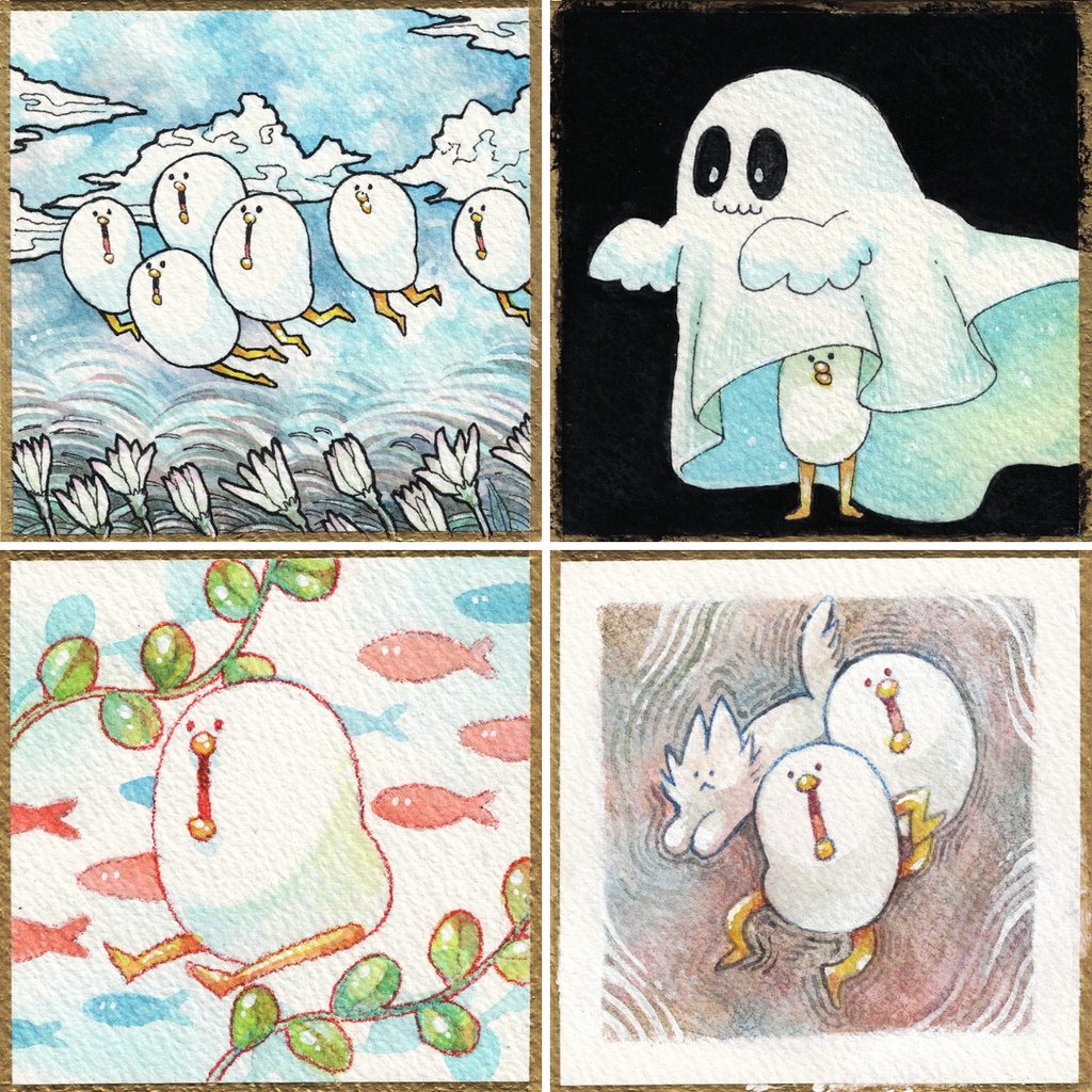 豆式紙原画【風】【隠しちゃお】【お魚】【ひょひょ】