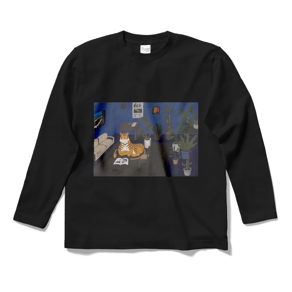 読む動物シリーズ【トラ】ロングスリーブTシャツ ブラック