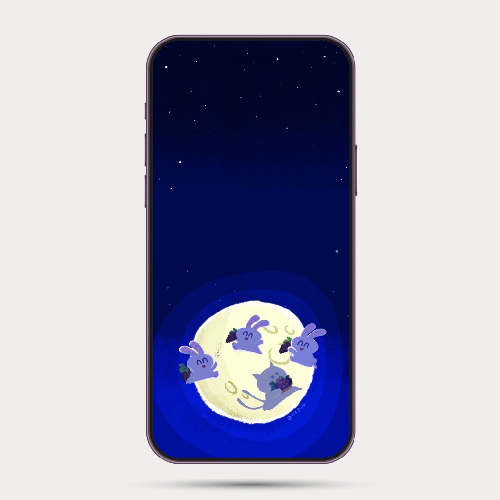 LUCKY壁紙スマホ用*うさぎ×葡萄×猫【無料DL】