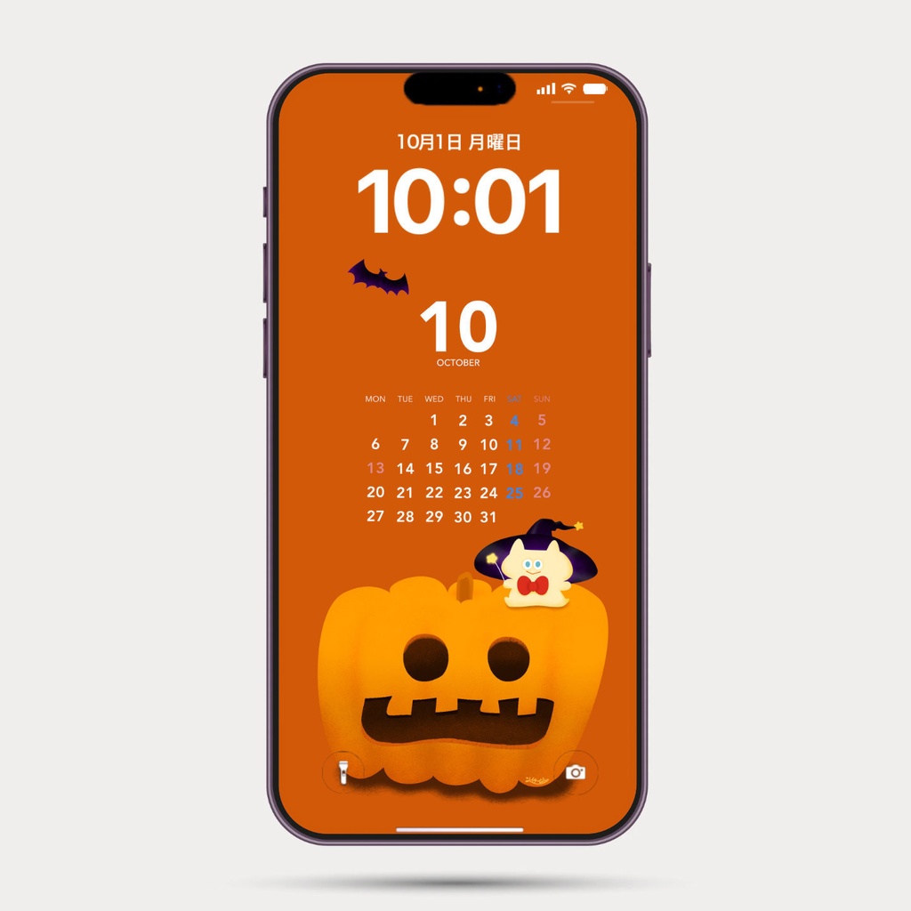 LUCKY壁紙スマホ用*🎃×🐱×🟠【無料DL】