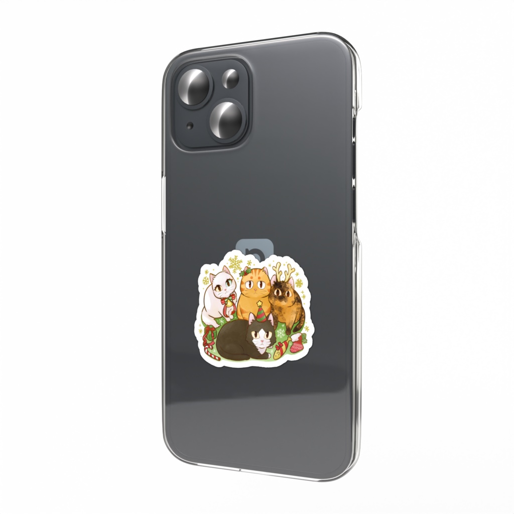 【スマホステッカー】クリスマスねこステッカー