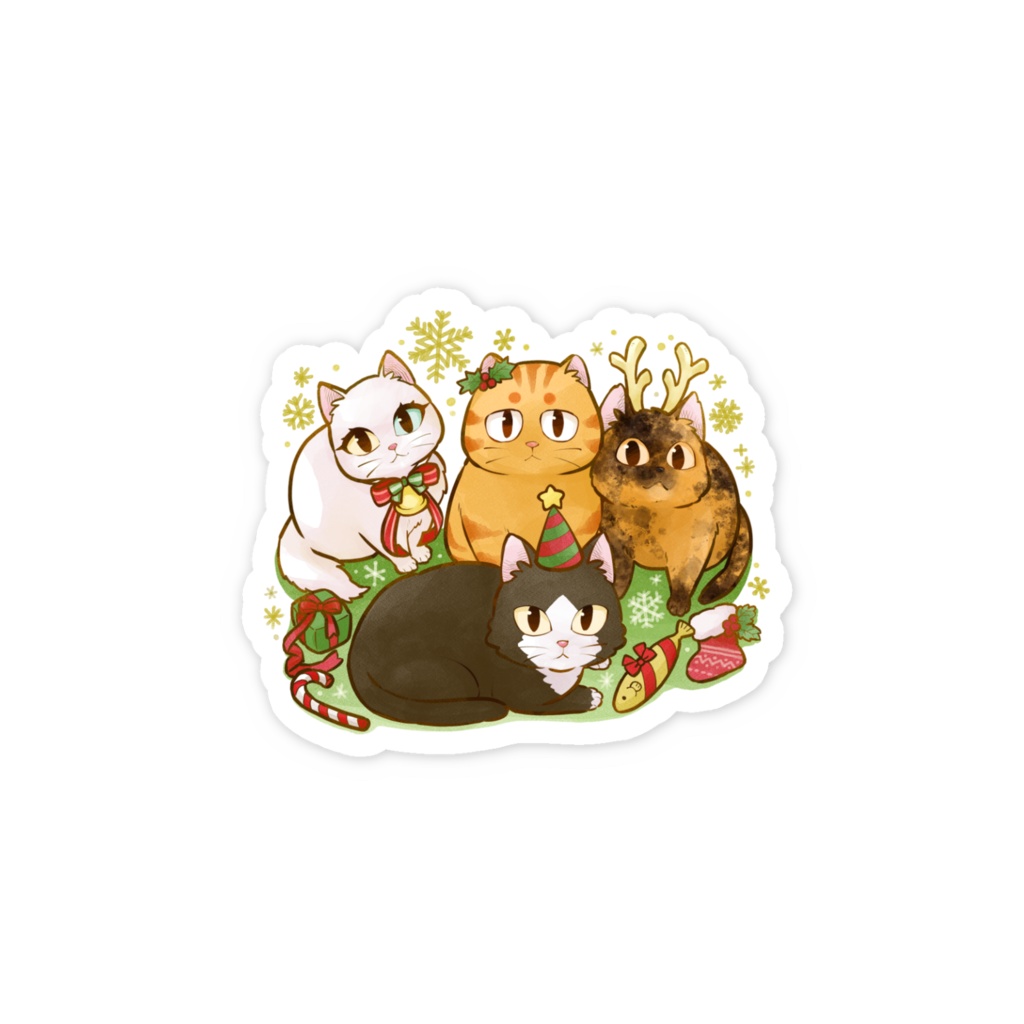 【スマホステッカー】クリスマスねこステッカー