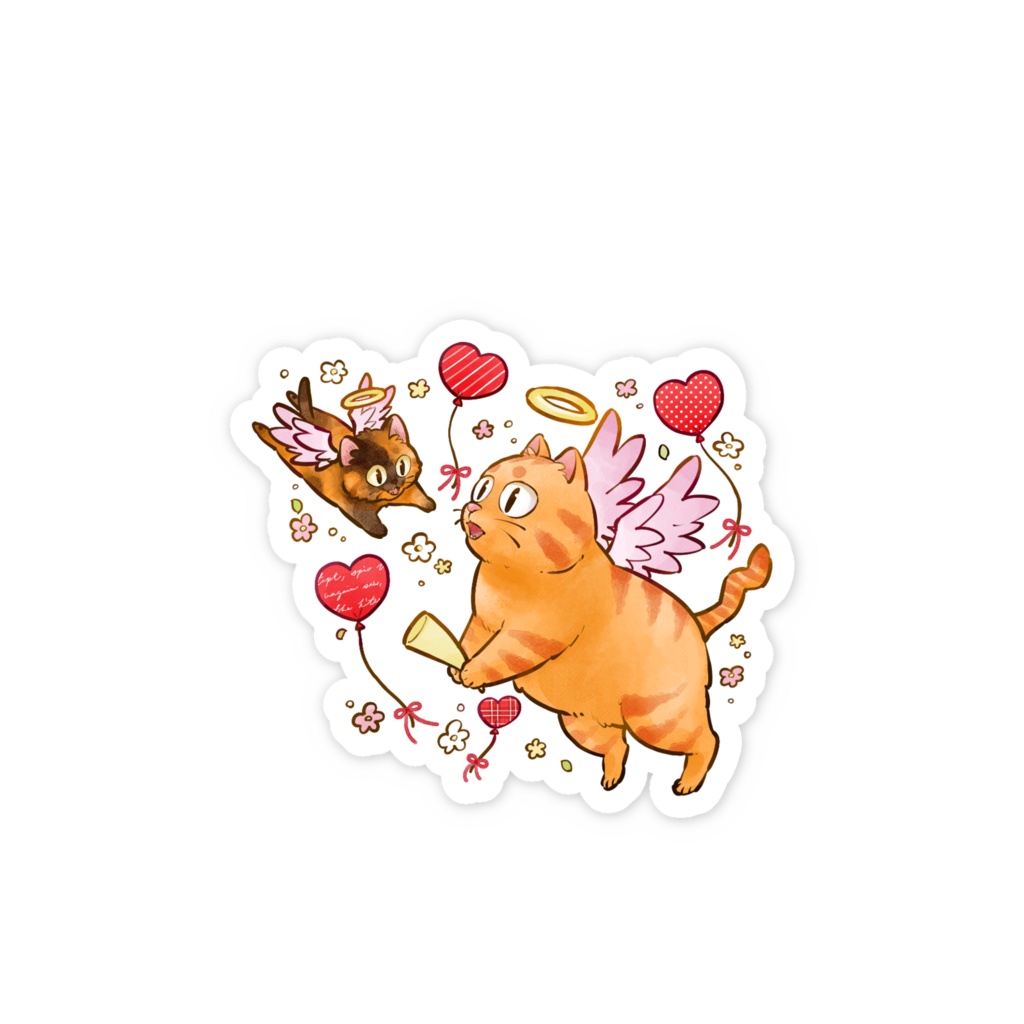 【スマホステッカー】天使ねこステッカー