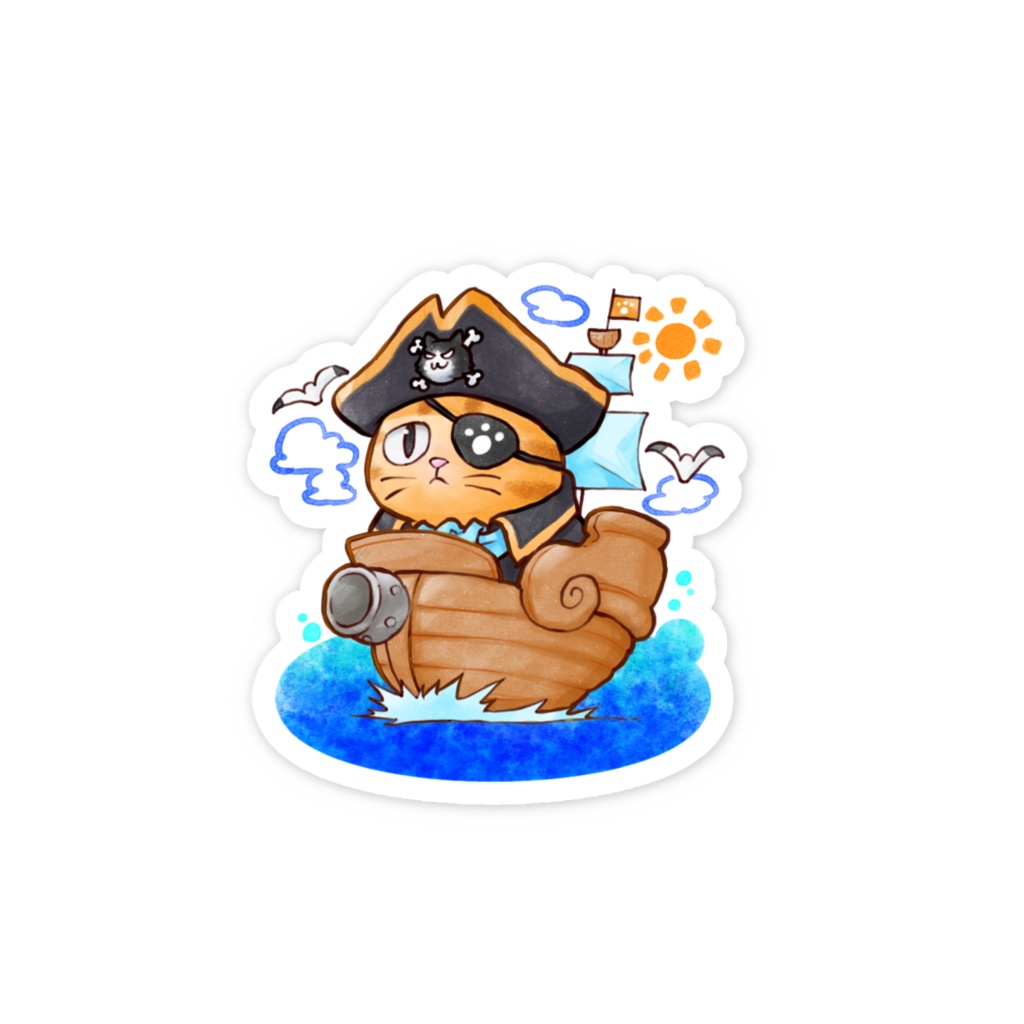 【スマホステッカー】海賊ねこステッカー