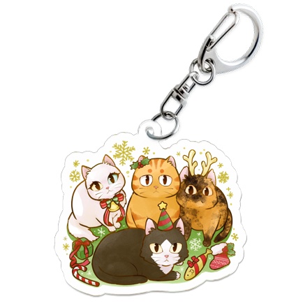 【アクリルキーホルダー】クリスマスねこキーホルダー