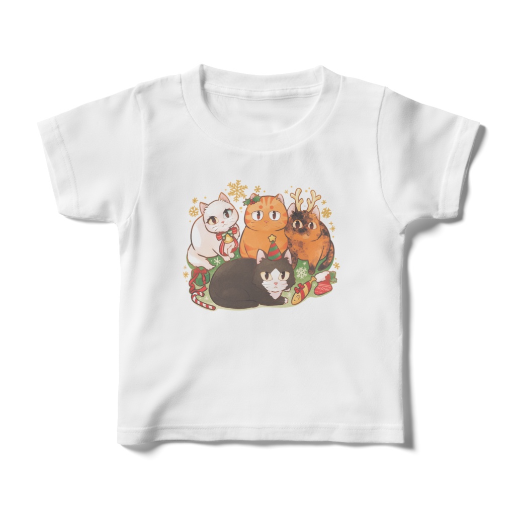 【キッズTシャツ】４にゃんズシャツ
