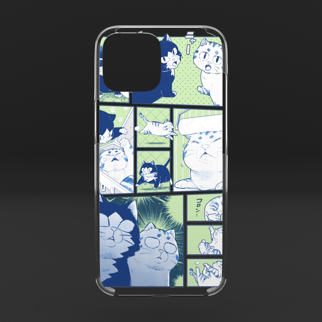 【クリアiPhoneケース】マンガねこケース