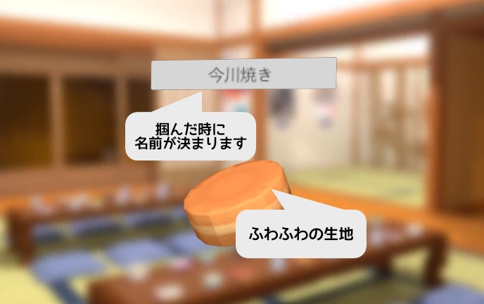 ランダムで名前が変わる 食べるモーション付き 今川焼(仮)